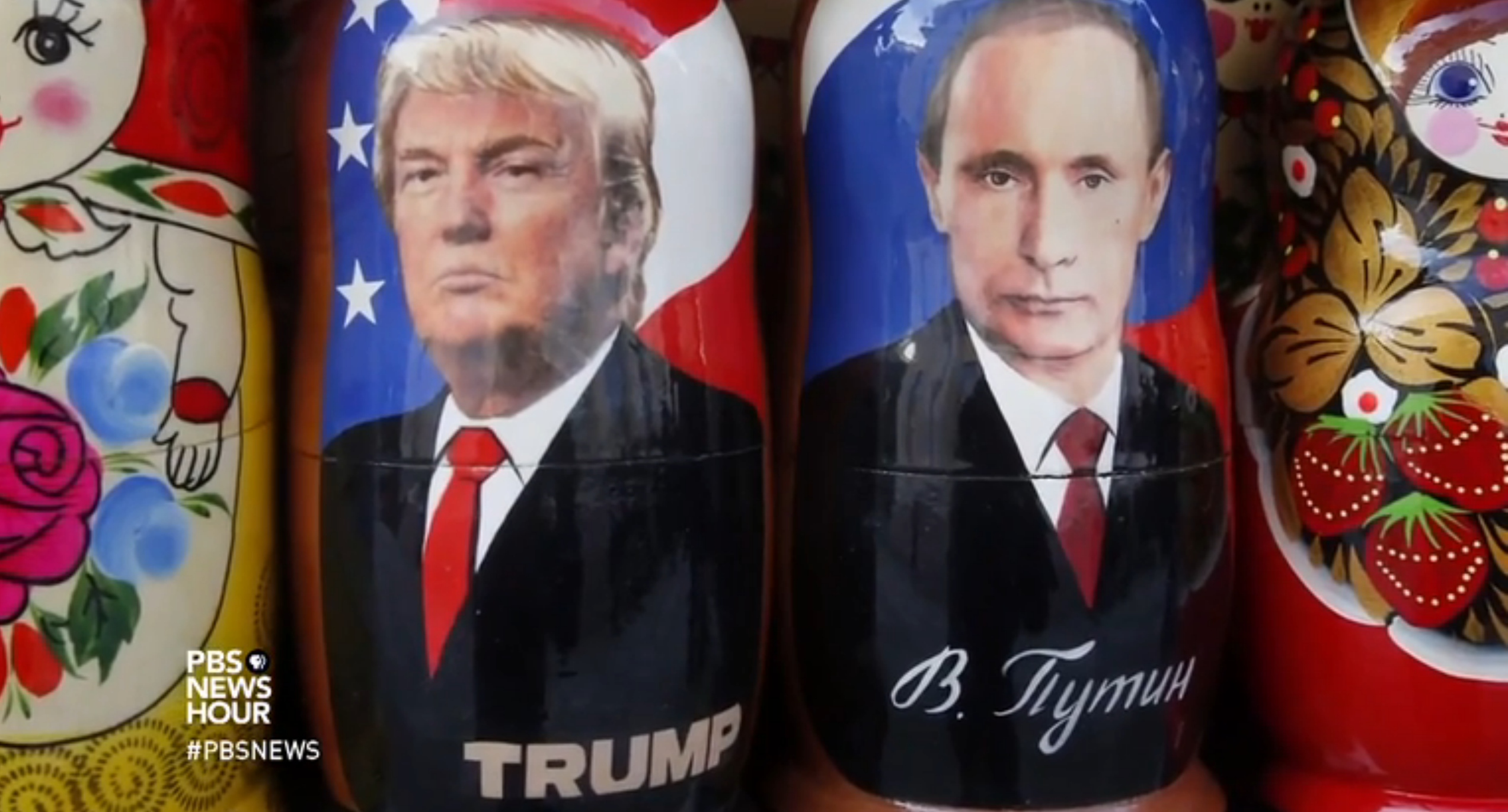 Trump and Putin Russian dolls. Image from PBS Newshour. Russia, 2017. Trump and Putin Russian dolls. Image from PBS Newshour. Russia, 2017.