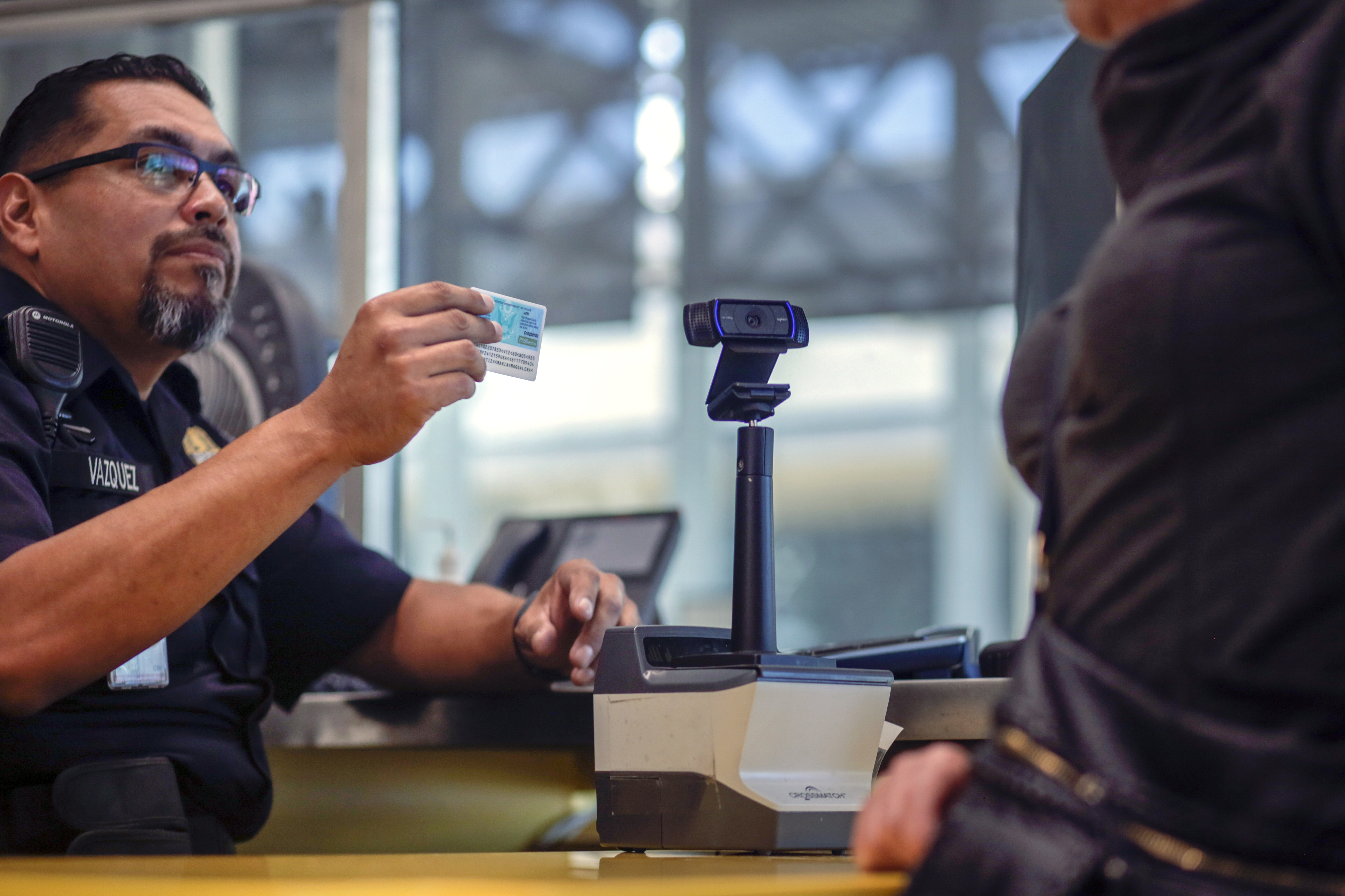 Customs and Border Protection has been testing facial recognition technology on pedestrians crossing the U.S./Mexico border in Arizona. Image by Kathleen Flynn. United States, 2019. Customs and Border Protection has been testing facial recognition technology on pedestrians crossing the U.S./Mexico border in Arizona. Image by Kathleen Flynn. United States, 2019.