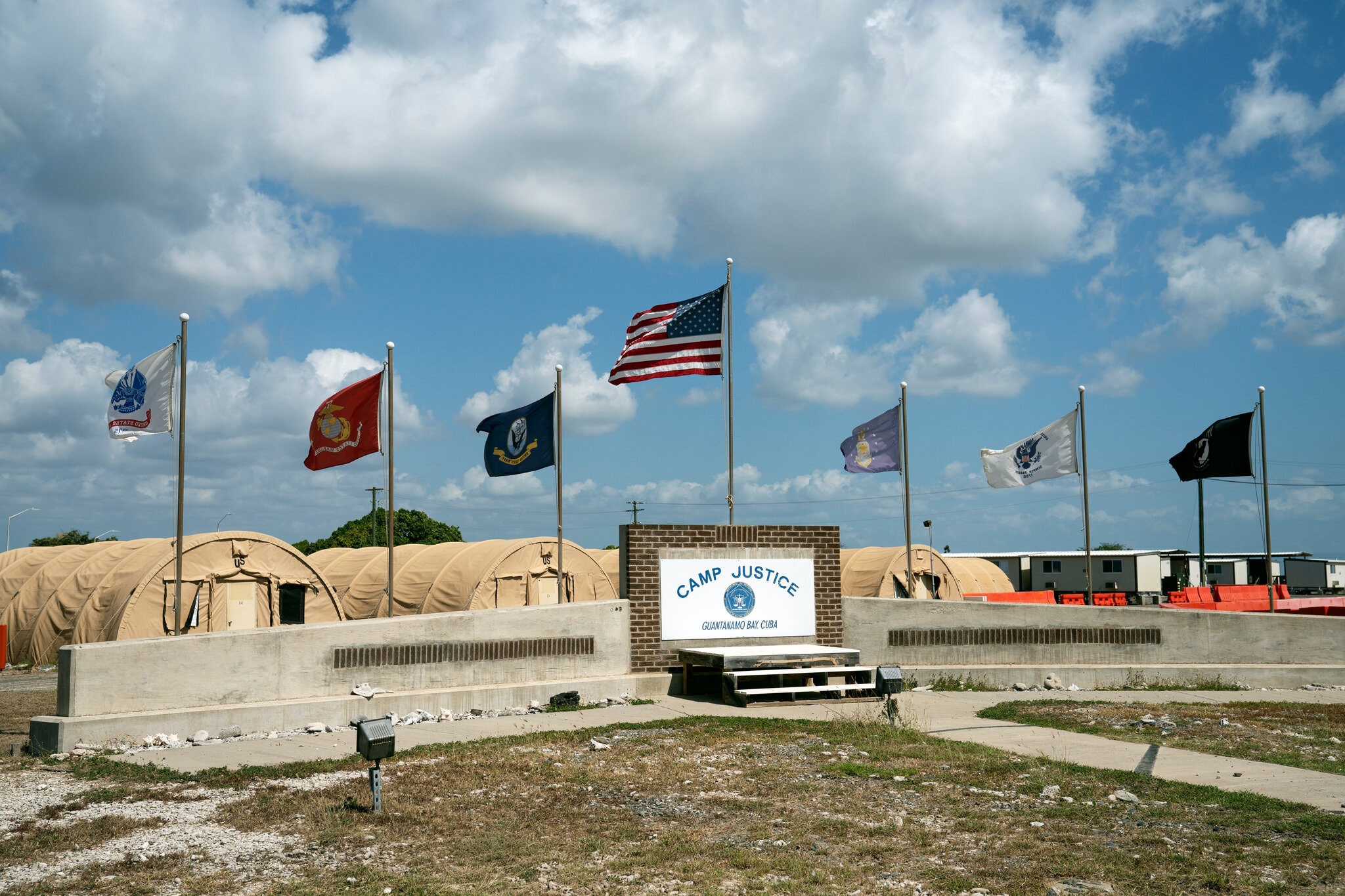 Camp Justice at Guantánamo Bay, Cuba. All participants in the trial would be confined to an array of accommodations on the base. Image by Doug Mills/The New York Times. United States, undated. Camp Justice at Guantánamo Bay, Cuba. All participants in the trial would be confined to an array of accommodations on the base. Image by Doug Mills/The New York Times. United States, undated.