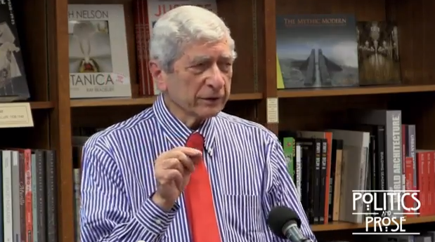 A screenshot of Politics and Prose's video of Marvin Kalb's talk. Media file: screen_shot_2013-07-23_at_12.29.33_pm.png