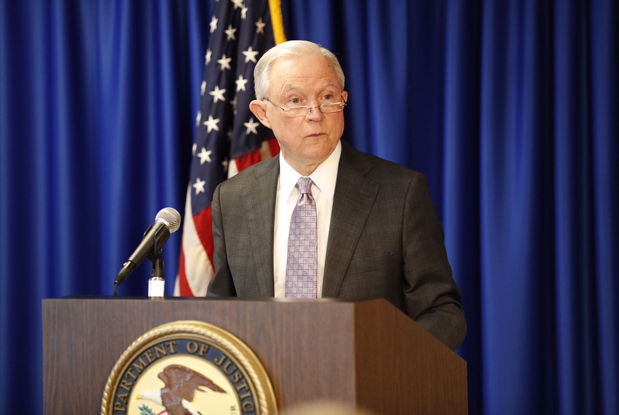 U.S. Attorney General Jeff Sessions speaks about carrying out President Donald Trump's immigration priorities at the U.S. Attorney’s Office for the Western District of Texas in Austin on Friday, Oct. 20, 2017. Image by Bob Daemmrich. Texas, 2017. U.S. Attorney General Jeff Sessions speaks about carrying out President Donald Trump's immigration priorities at the U.S. Attorney’s Office for the Western District of Texas in Austin on Friday, Oct. 20, 2017. Image by Bob Daemmrich. Texas, 2017.