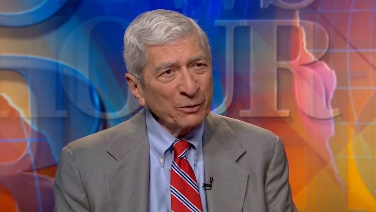 Marvin Kalb discusses his new book "The Road to War" on PBS Newshour. Media file: marvin_on_pbs.jpg