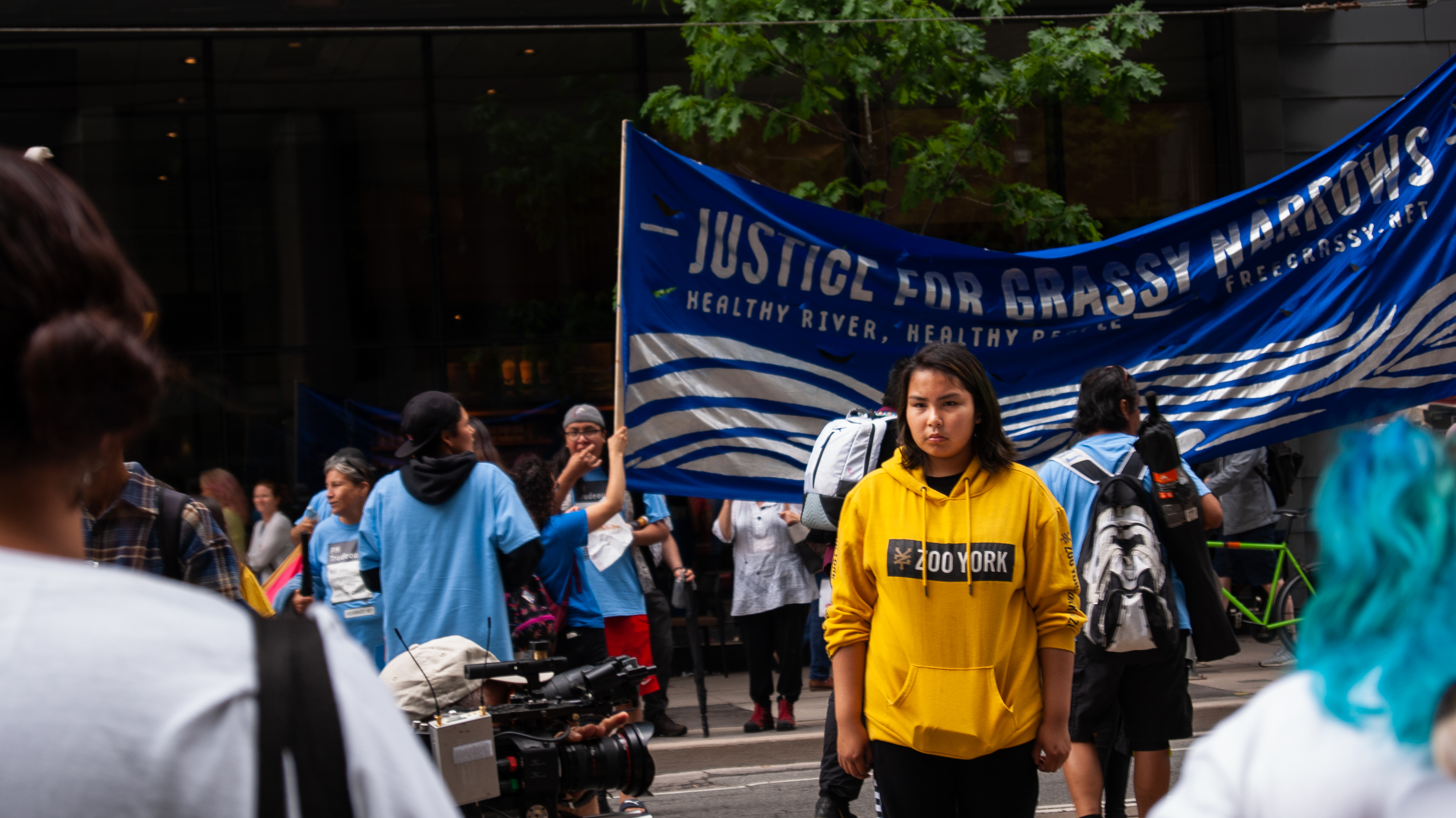Jenae Turtle, a Grassy Narrows youth, at the June 20, 2019, River Run march. Canada, 2019. Image by Shelby Gilson. Jenae Turtle, a Grassy Narrows youth, at the June 20, 2019, River Run march. Canada, 2019. Image by Shelby Gilson.