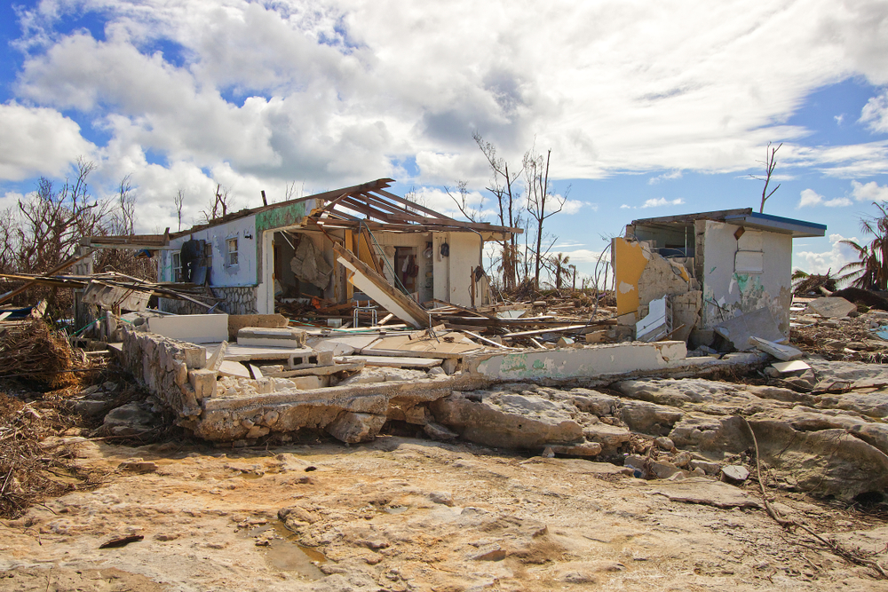 Freeport, Grand Bahama Island, Bahamas - October 11, 2019: Eastern part of the Grand Bahama Island where most of the devastation occurred from Hurricane Dorian. View of destroyed homes. Image by Anya Douglas / Shutterstock. Bahamas, 2019. Freeport, Grand Bahama Island, Bahamas - October 11, 2019: Eastern part of the Grand Bahama Island where most of the devastation occurred from Hurricane Dorian. View of destroyed homes. Image by Anya Douglas / Shutterstock. Bahamas, 2019.
