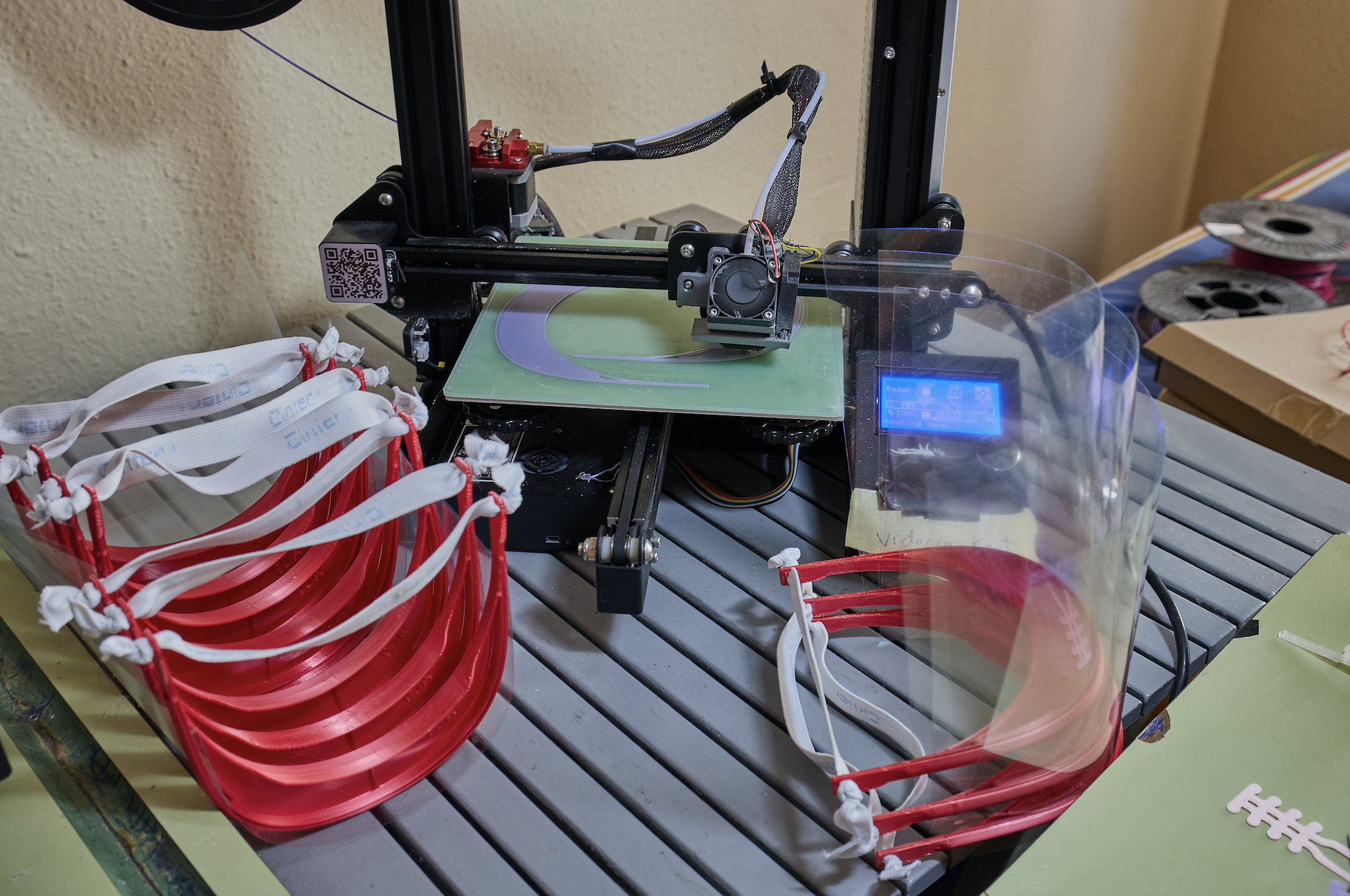 3D printed masks made during the coronavirus pandemic. Image by Antonio Marquez Lanza/Shutterstock. 2020. 3D printed masks made during the coronavirus pandemic. Image by Antonio Marquez Lanza/Shutterstock. 2020.