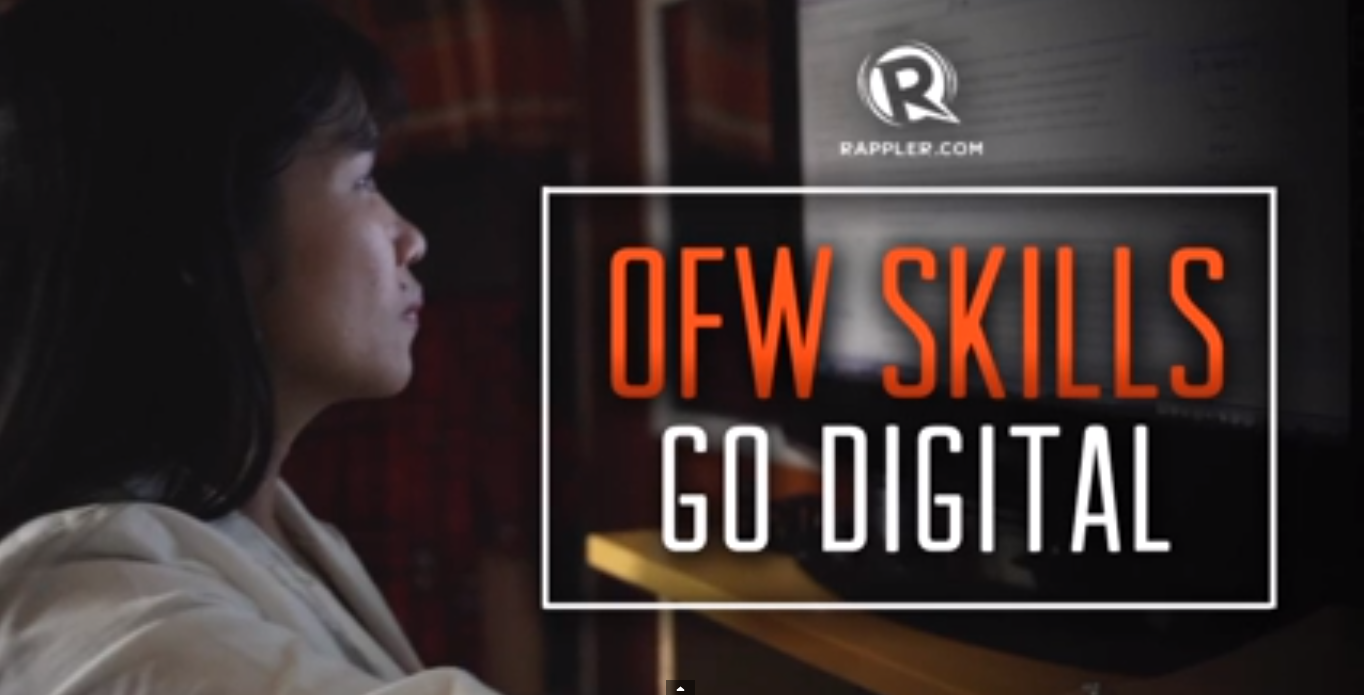 Majority of all Overseas Filipino Workers (OFWs) are unskilled laborers. By expanding their knowledge to include basic computer skills, they can break free from dead-end jobs. Image by Rappler.
Photo credit: Screen grab from Rappler.