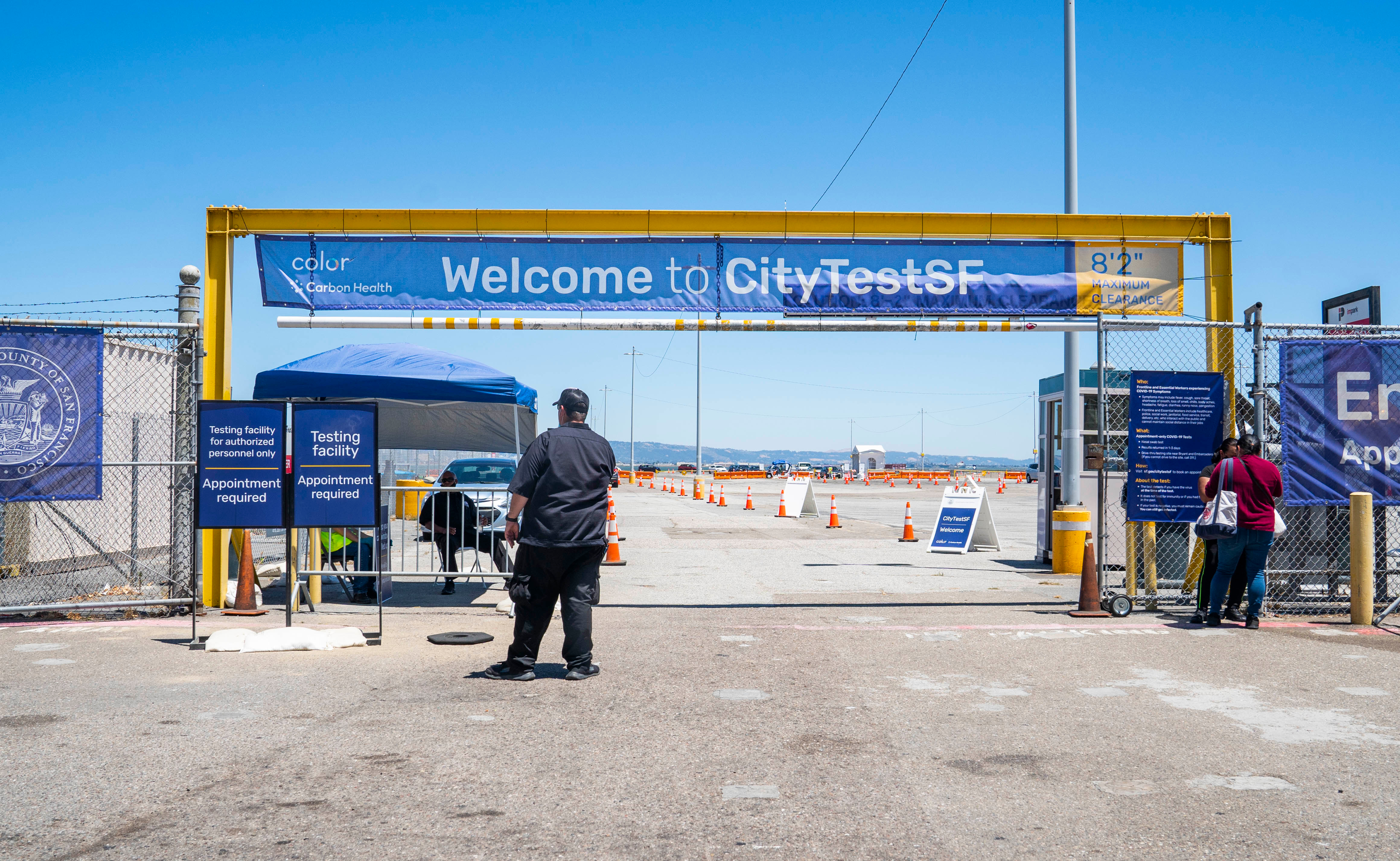 A COVID-19 testing center in San Francisco, California. Image by Hunter Crenian / Shutterstock. United States, 2020. A COVID-19 testing center in San Francisco, California. Image by Hunter Crenian / Shutterstock. United States, 2020.