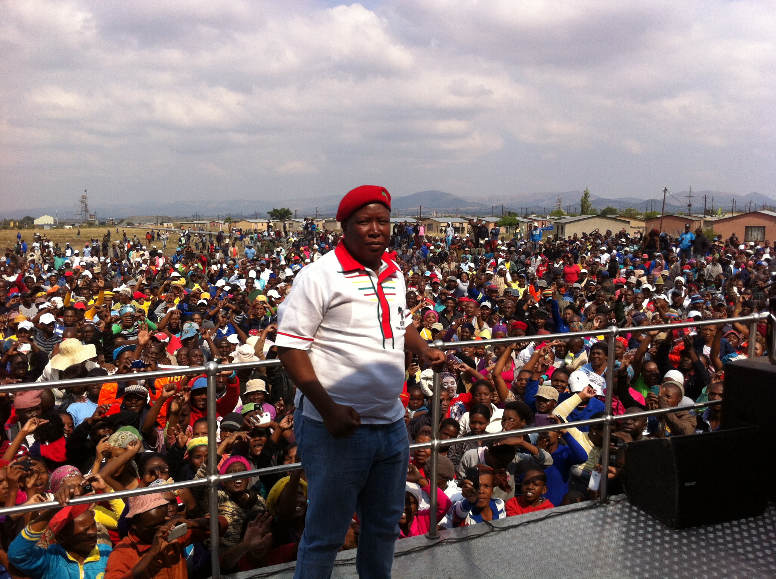 Julius Malema, who left the ANC to form the Economic Freedom Fighters, holds an election rally in the mining belt settlement of Freedom Park. Image by Jason Larkin. South Africa, 2014. Media file: untold_stories_1_pic.jpg