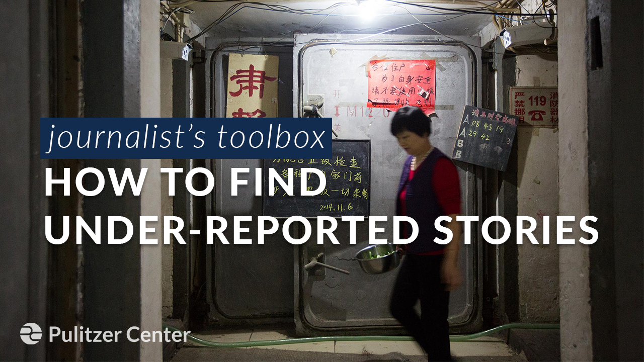 Screenshot from the instructional video, "How to find and analyze under-reported stories," which is one of many free resources that will be introduced as part of this session for educators. United States, 2020.