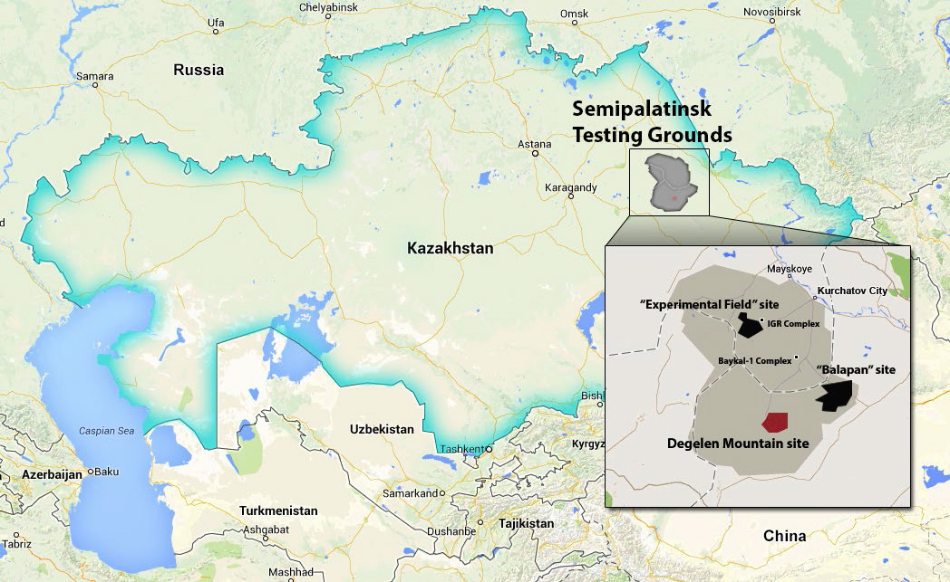 Карта семипалатинского ядерного полигона