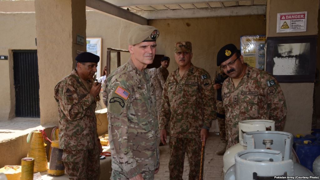 Pakistan military briefs US CENTCOM Chief Gen. Joseph Votel on counter-terror operations in North Waziristan. Image by Pakistan Army. Pakistan, 2017 Pakistan military briefs US CENTCOM Chief Gen. Joseph Votel on counter-terror operations in North Waziristan. Image by Pakistan Army. Pakistan, 2017