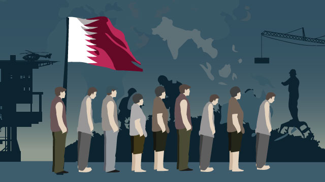 Labor migrants comprise about 90% of Qatar's population. This is a snapshot of their working conditions and some of the issues migrant workers face.
Graphic by Shelette Gipa/Rappler. 2017. Labor migrants comprise about 90% of Qatar's population. This is a snapshot of their working conditions and some of the issues migrant workers face.
Graphic by Shelette Gipa/Rappler. 2017.