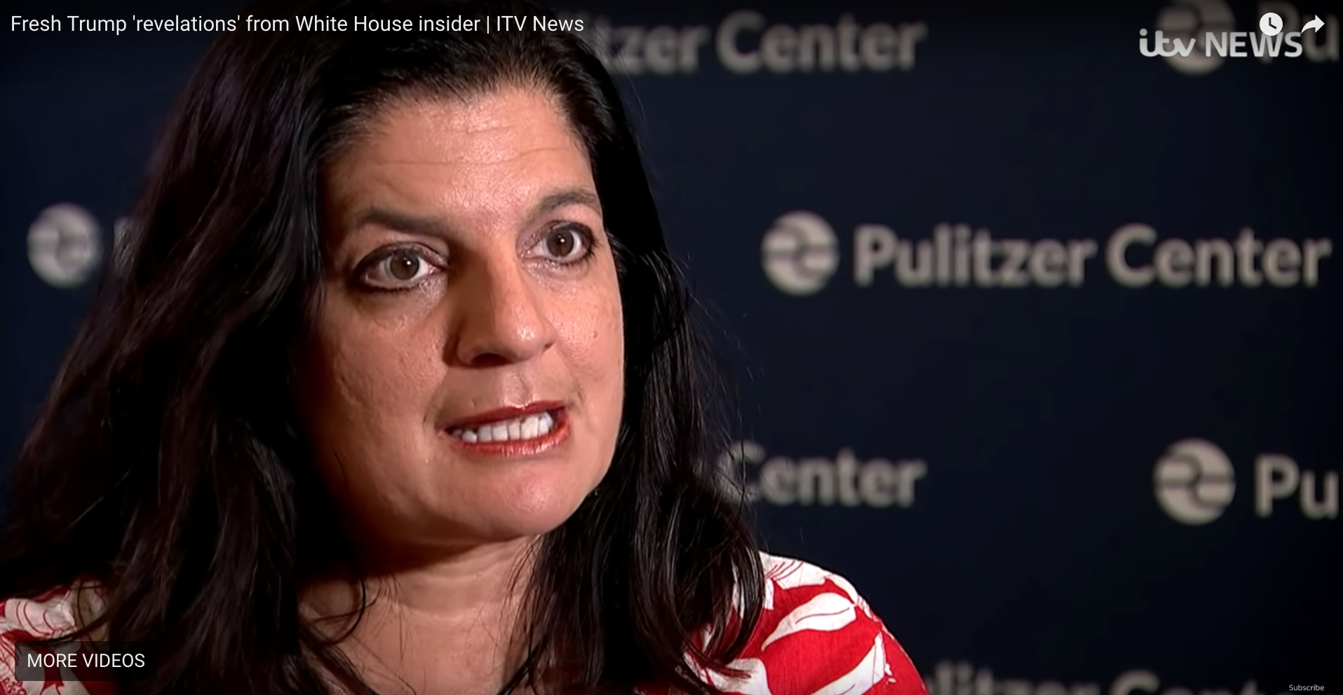 Indira Lakshmanan discusses Bob Woodward's book 'Fear' and its impact on the Trump administration. Image courtesy of ITV. Washington, DC, 2018. Indira Lakshmanan discusses Bob Woodward's book 'Fear' and its impact on the Trump administration. Image courtesy of ITV. Washington, DC, 2018.