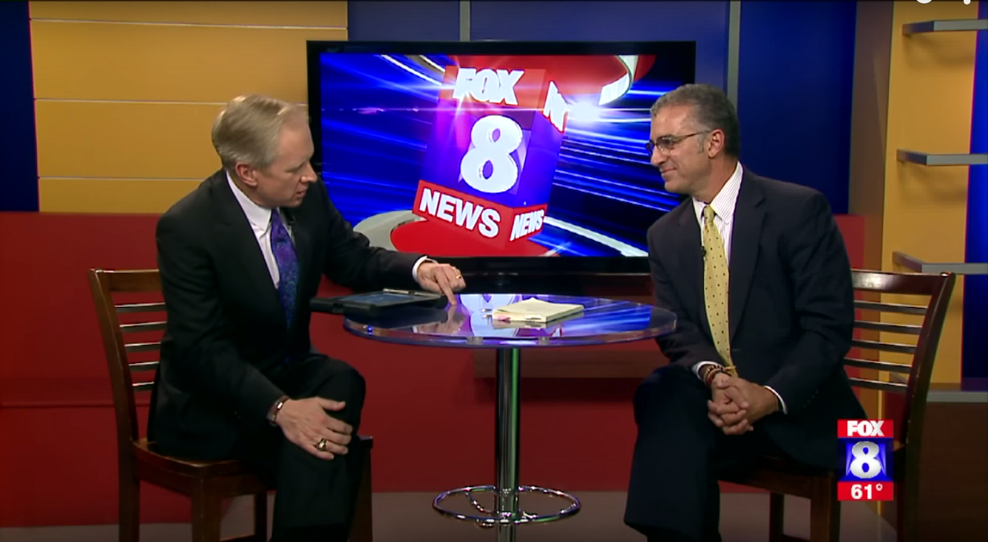 Justin Catanoso with Fox News WGHP's Neill McNeill. Image courtesy of Fox News WGHP. Media file: screen_shot_2015-09-22_at_12.39.54_pm.png