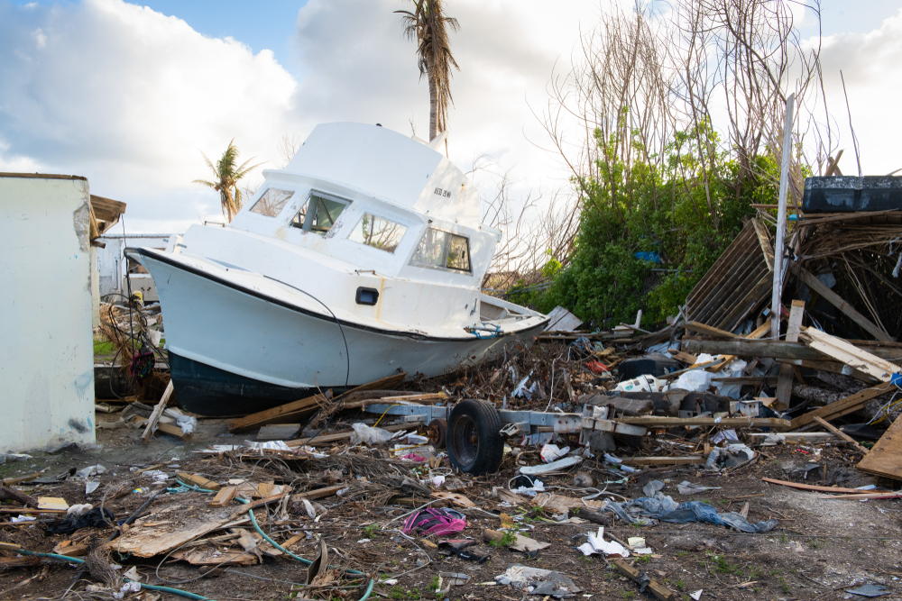 Damage and debris on Great Abaco Island in the aftermath of Hurricane Dorian. Image by Paul Dempsey / Shutterstock. Bahamas, 2019. Damage and debris on Great Abaco Island in the aftermath of Hurricane Dorian. Image by Paul Dempsey / Shutterstock. Bahamas, 2019.