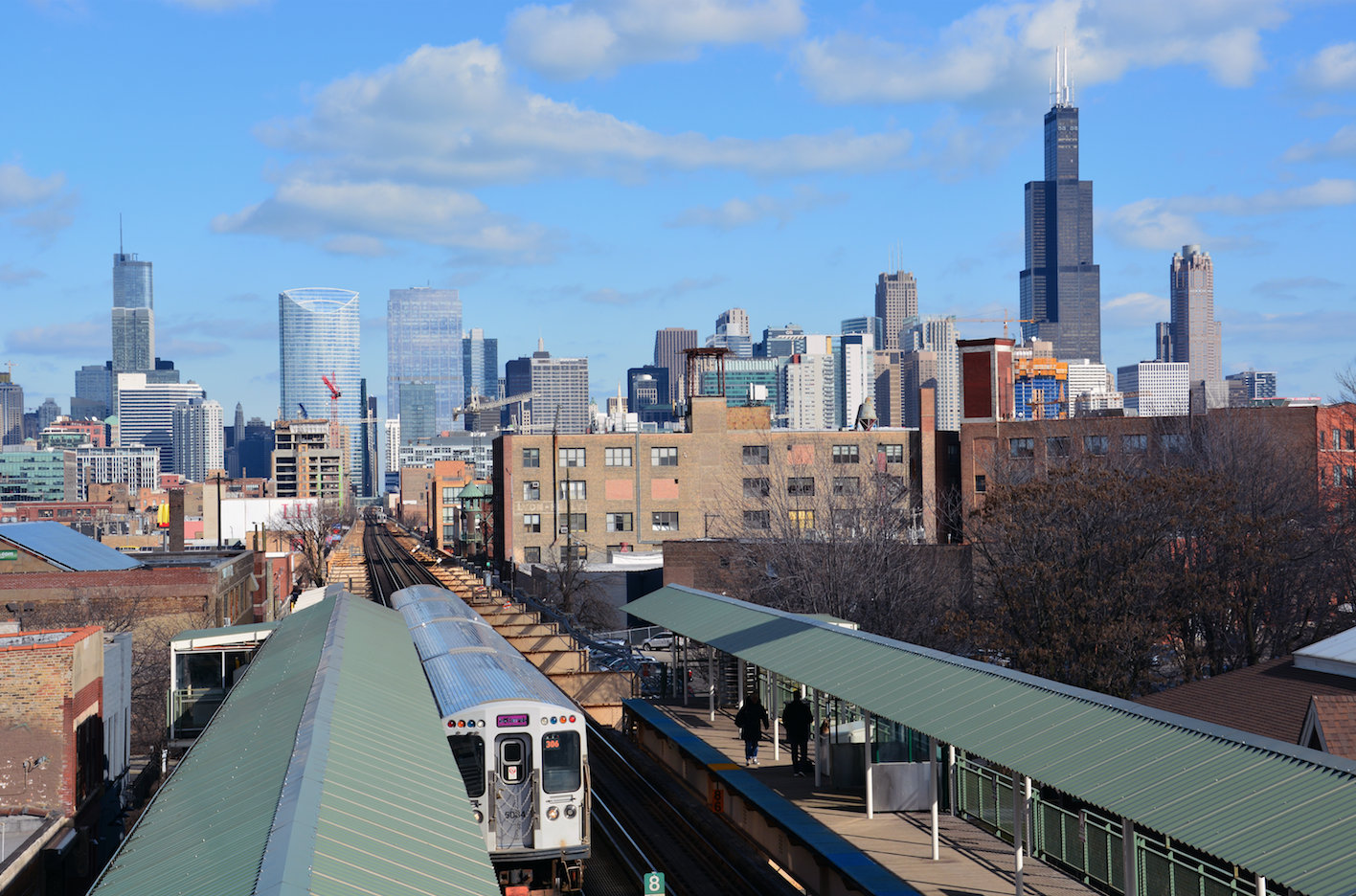 Skyscrapers punctuate Chicago's downtown skyline from the West Side. Image by D Guest Smith / Shutterstock. United States, 2018. Skyscrapers punctuate Chicago's downtown skyline from the West Side. Image by D Guest Smith / Shutterstock. United States, 2018.
