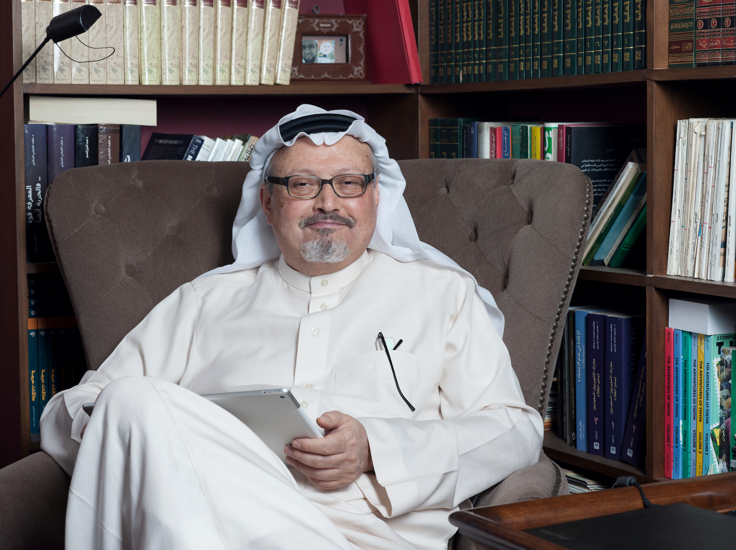 Portrait of journalist Jamal Khashoggi at his home in Jeddah. Image by Hany Musallam / Shutterstock. Saudi Arabia, 2016. Portrait of journalist Jamal Khashoggi at his home in Jeddah. Image by Hany Musallam / Shutterstock. Saudi Arabia, 2016.