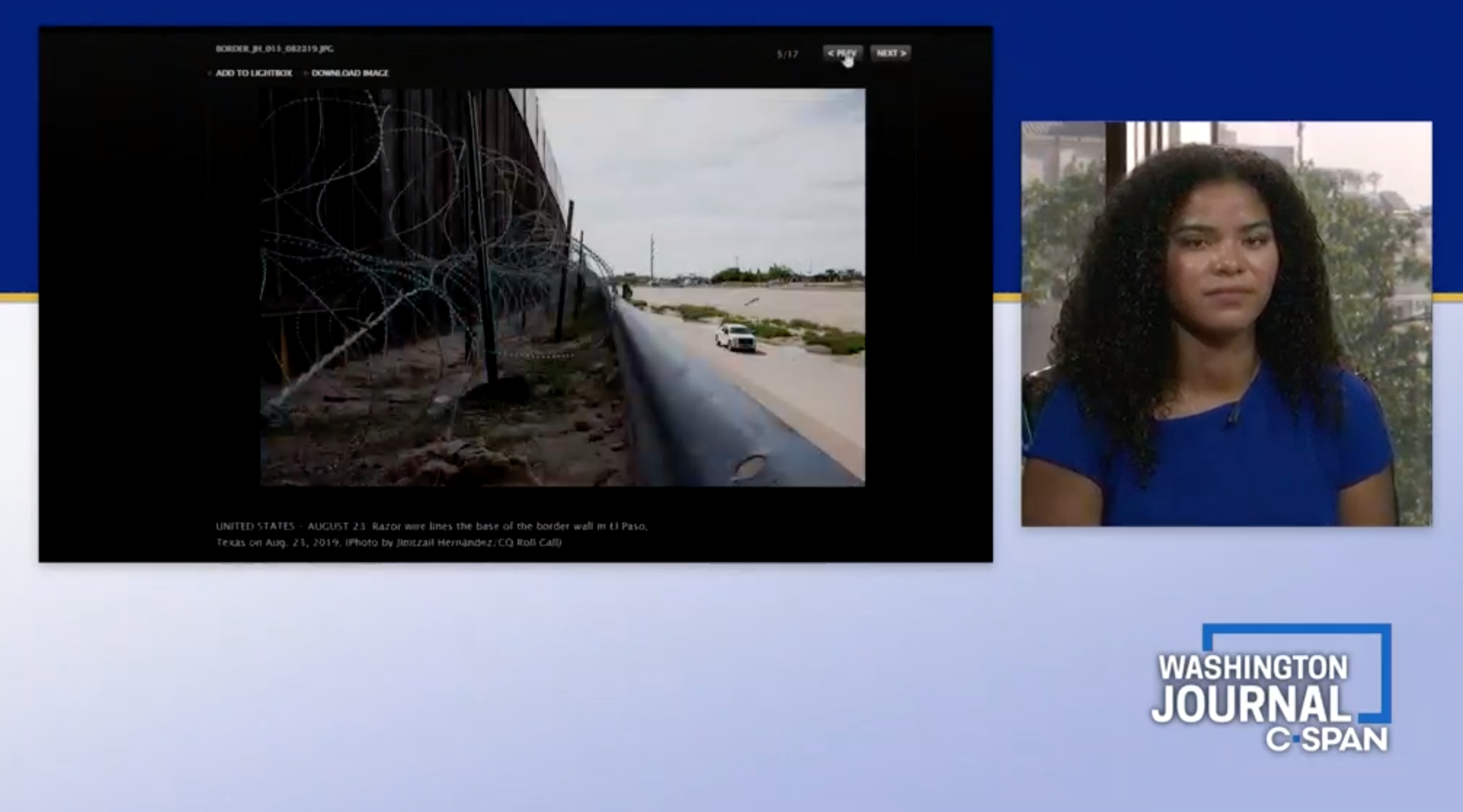 Camila DeChalus talked about her recent piece on what’s happening to asylum-seekers when they reach the U.S.-Mexico border. Camila DeChalus talked about her recent piece on what’s happening to asylum-seekers when they reach the U.S.-Mexico border.