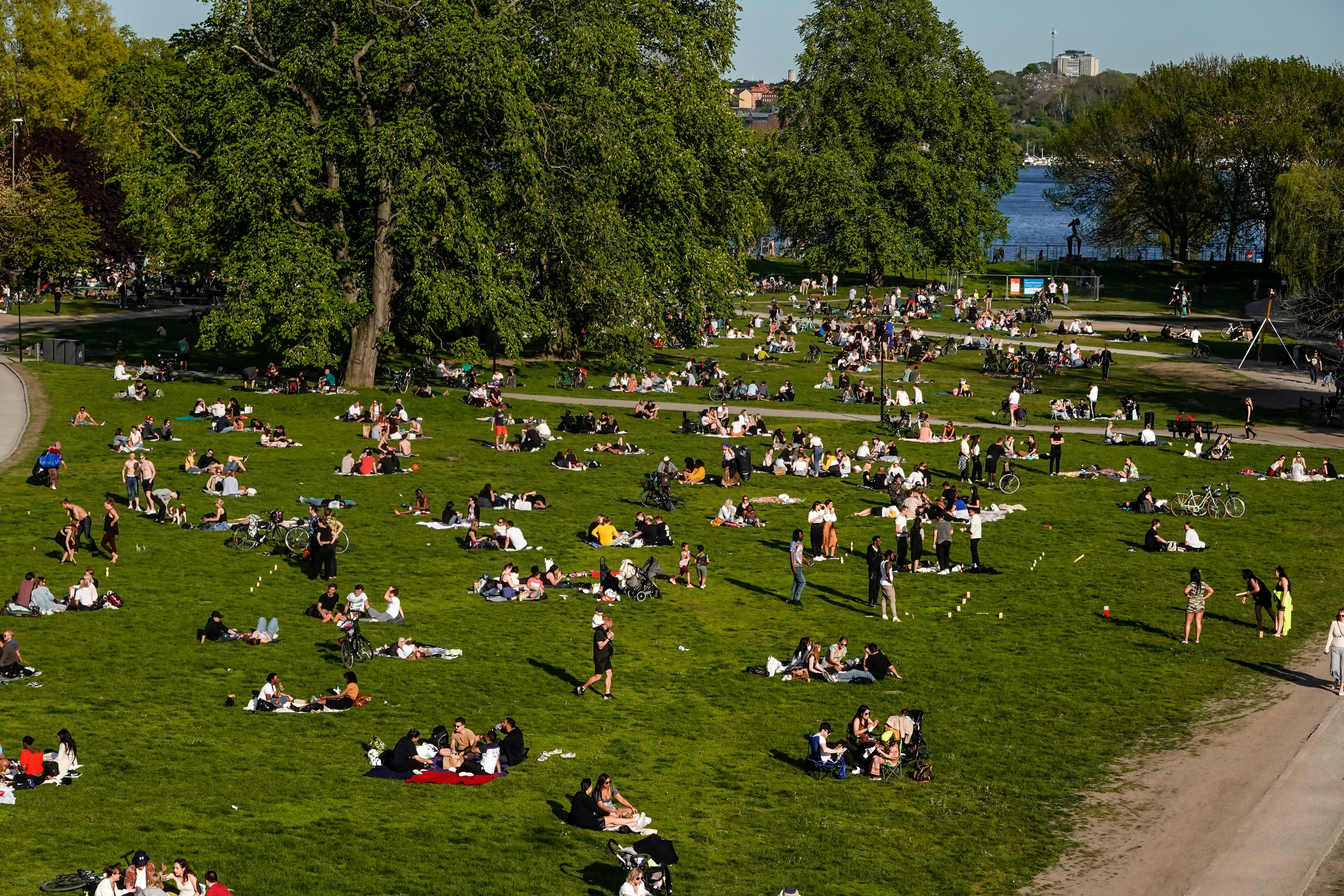 People in Stockholm's Ralambshovspark on a summer day during the coronavirus pandemic. Image by Alexanderstock23 / Shutterstock. Sweden, 2020. People in Stockholm's Ralambshovspark on a summer day during the coronavirus pandemic. Image by Alexanderstock23 / Shutterstock. Sweden, 2020.