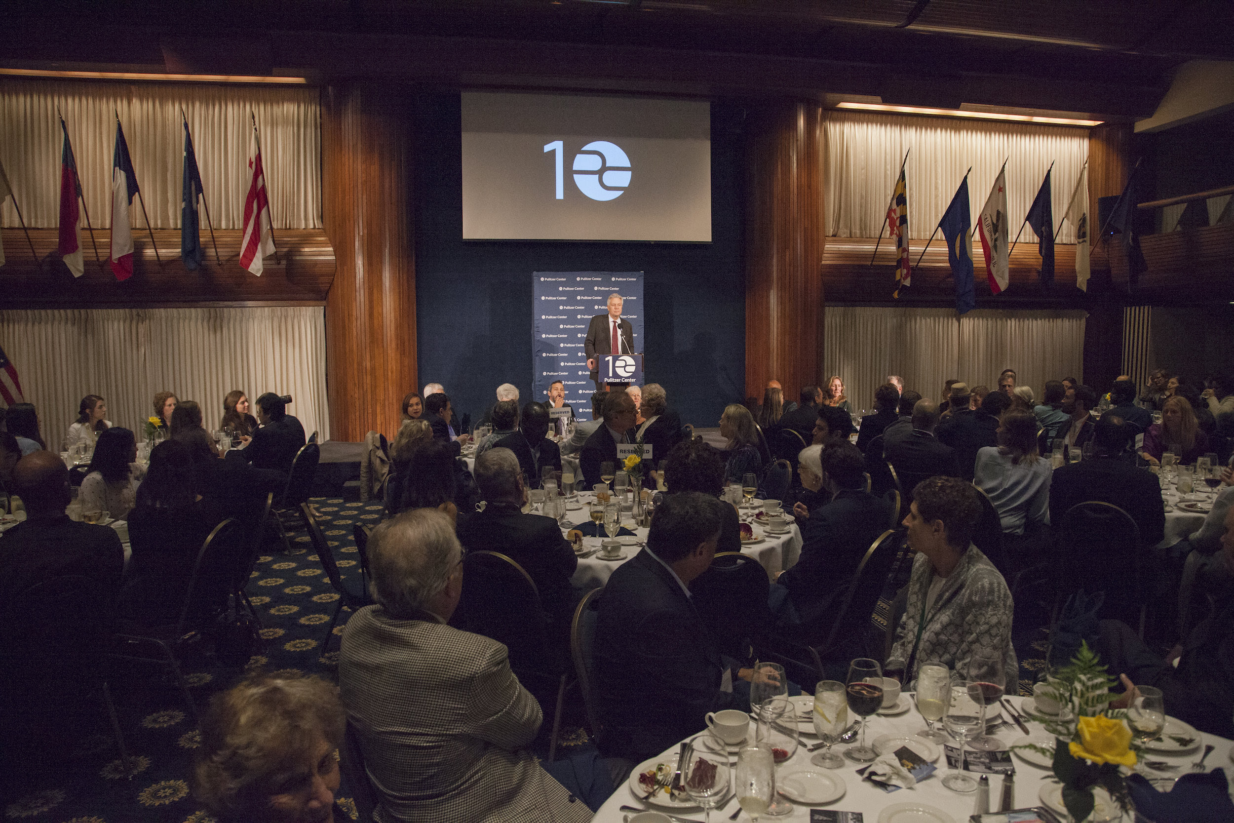 Grantees and fellows gather at The National Press Club to celebrate the Pulitzer Center's tenth anniversary. Image by Jin Ding. Washington, D.C., 2016. Grantees and fellows gather at The National Press Club to celebrate the Pulitzer Center's tenth anniversary. Image by Jin Ding. Washington, D.C., 2016.