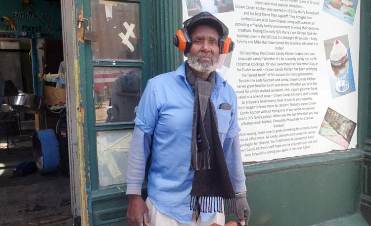 Jamaica Ray is well known as the man who plays steel drums in front of the iconic century-old Crown Candy Kitchen. Image by Sylvester Brown Jr. United States, 2020. Jamaica Ray is well known as the man who plays steel drums in front of the iconic century-old Crown Candy Kitchen. Image by Sylvester Brown Jr. United States, 2020.