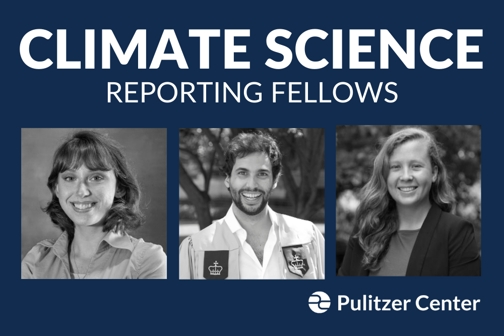 Emery Eisner, an undergraduate at Elon University (left), Agostino Petroni, a graduate of Columbia Graduate School of Journalism (center), and Emma Johnson, a graduate of Yale University's School of the Environment (right), are the winners of the Pulitzer Center's 2021 Climate Science Reporting Fellowships. Graphic by Naomi Andu. United States, 2020. Emery Eisner, an undergraduate at Elon University (left), Agostino Petroni, a graduate of Columbia Graduate School of Journalism (center), and Emma Johnson, a graduate of Yale University's School of the Environment (right), are the winners of the Pulitzer Center's 2021 Climate Science Reporting Fellowships. Graphic by Naomi Andu. United States, 2020.