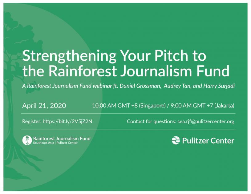 A webinar hosted by the Rainforest Journalism Fund featured a panel of experienced journalists who provided tips for applying to the Southeast Asia Rainforest Journalism Fund. The journalists are members of the Southeast Asia Rainforest Journalism Fund Advisory Committee. This webinar, hosted by the Rainforest Journalism Fund, features a panel of experienced journalists who will provide tips for applying to the Southeast Asia Rainforest Journalism Fund. The journalists are also members of the Southeast Asia Rainforest Journalism Fund Advisory Committee.