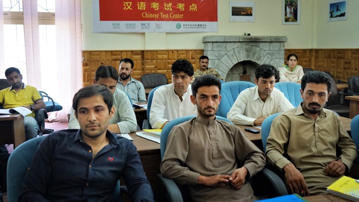 Students in the army-sponsored class at the Karakoram International University in Gilgit. Image by Sabrina Toppa. Pakistan, 2018. Students in the army-sponsored class at the Karakoram International University in Gilgit. Image by Sabrina Toppa. Pakistan, 2018.