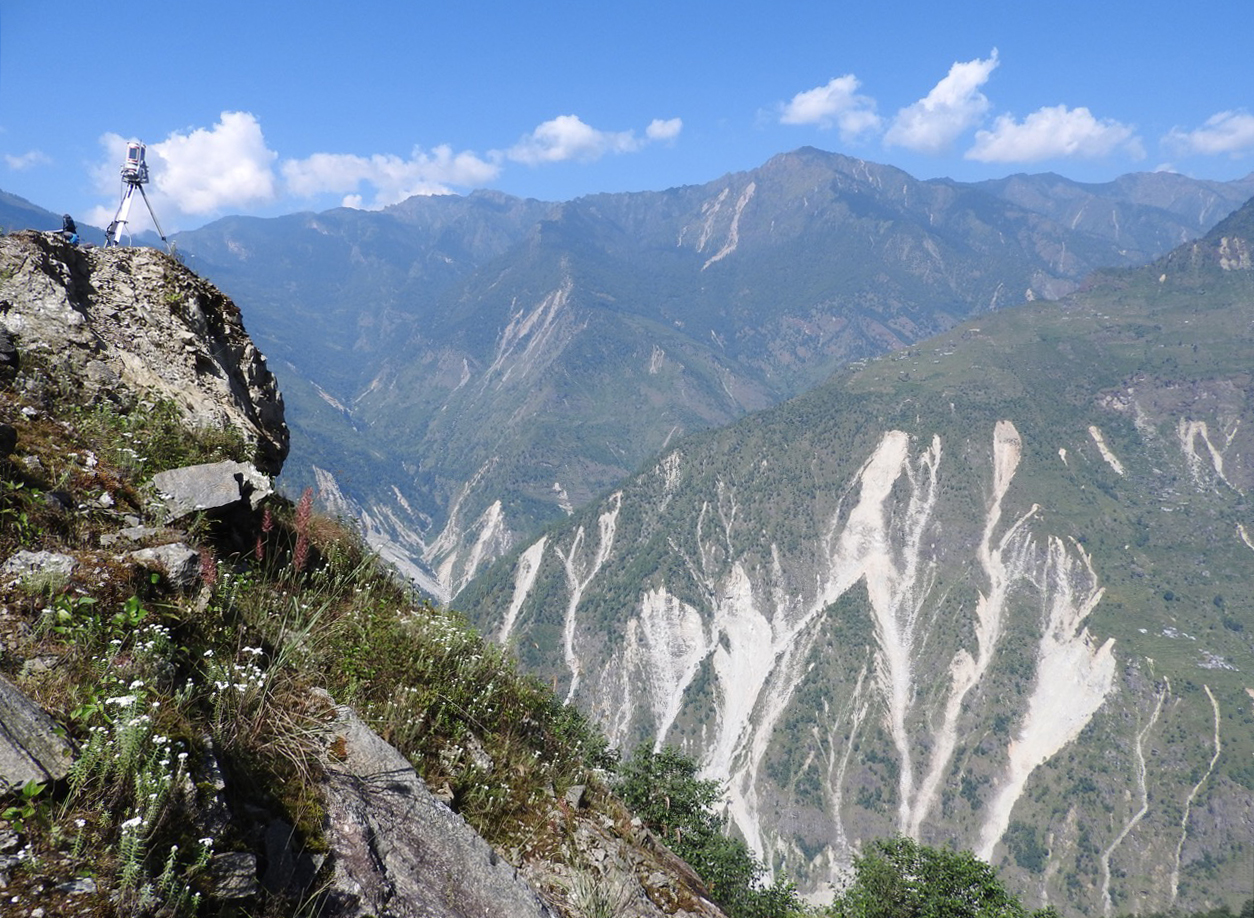The shaken landscape in Nepal could have a heightened level of landslides years or even decades after the devastating earthquake in 2015. Image by Kristen Cook. Nepal, 2015. The shaken landscape in Nepal could have a heightened level of landslides years or even decades after the devastating earthquake in 2015. Image by Kristen Cook. Nepal, 2015.