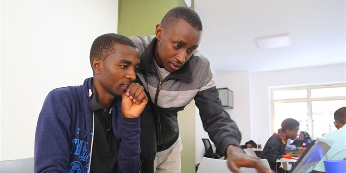 Two students study at the Moringa School in Nairobi. Image by Janelle Richards. Kenya, 2017. Two students study at the Moringa School in Nairobi. Image by Janelle Richards. Kenya, 2017.