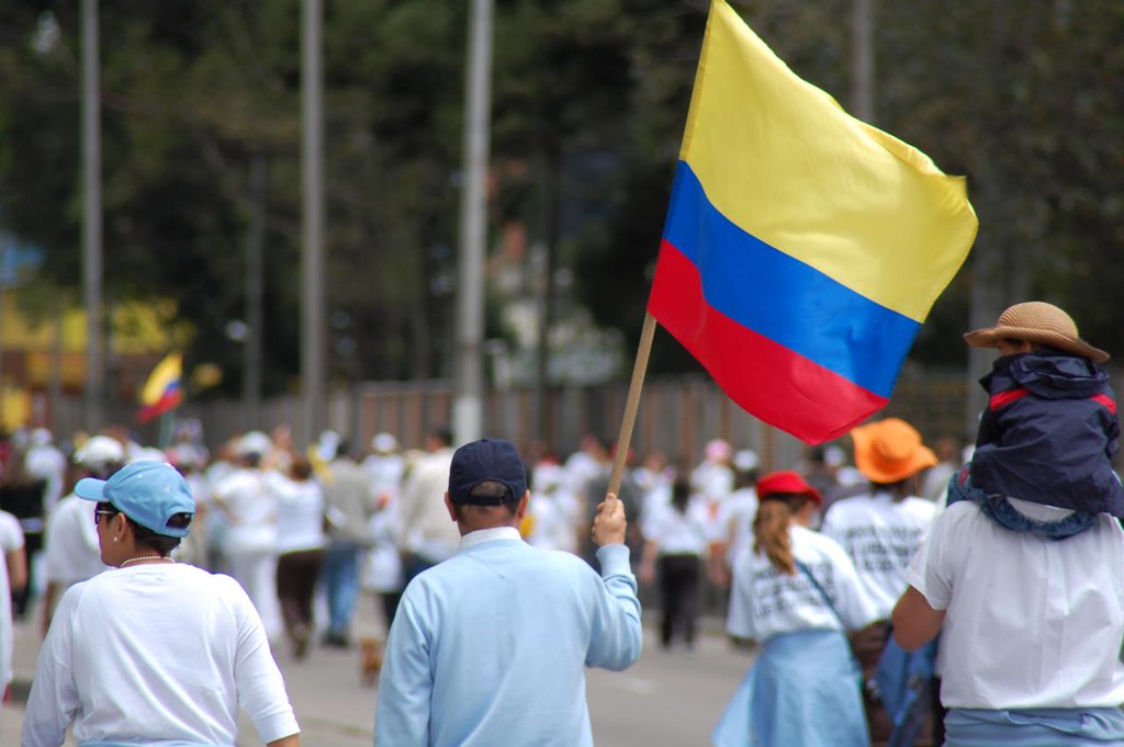 An anti-FARC demonstration. Image by AlCortés / Creative Commons. Colombia, undated. An anti-FARC demonstration. Image by AlCortés / Creative Commons. Colombia, undated.