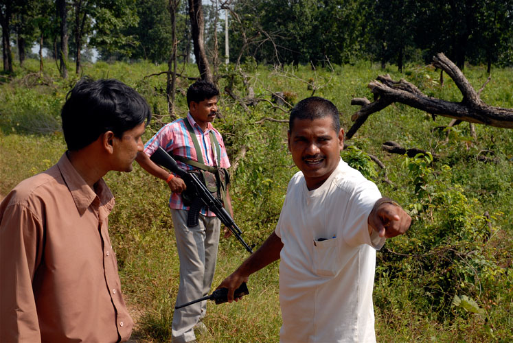 Captain Rajesh Pawar, a seasoned veteran of counter-insurgency operations, points out where a Naxalite landmine killed three of his men, Dantewada district. Media file: 1125.jpg