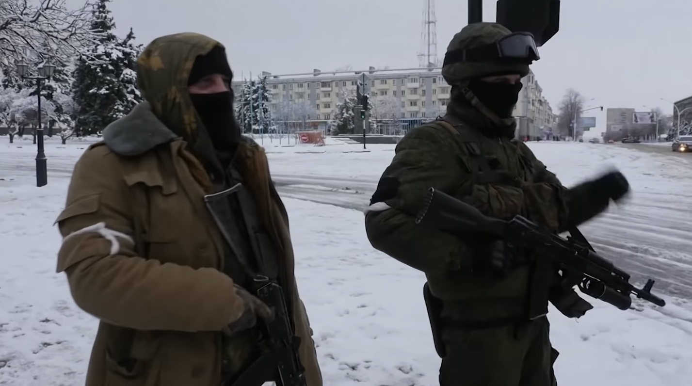Separatist forces in the so-called Luhansk People's Republic. Image by PBS NewsHour. Ukraine, 2019. Separatist forces in the so-called Luhansk People's Republic. Image by PBS NewsHour. Ukraine, 2019.
