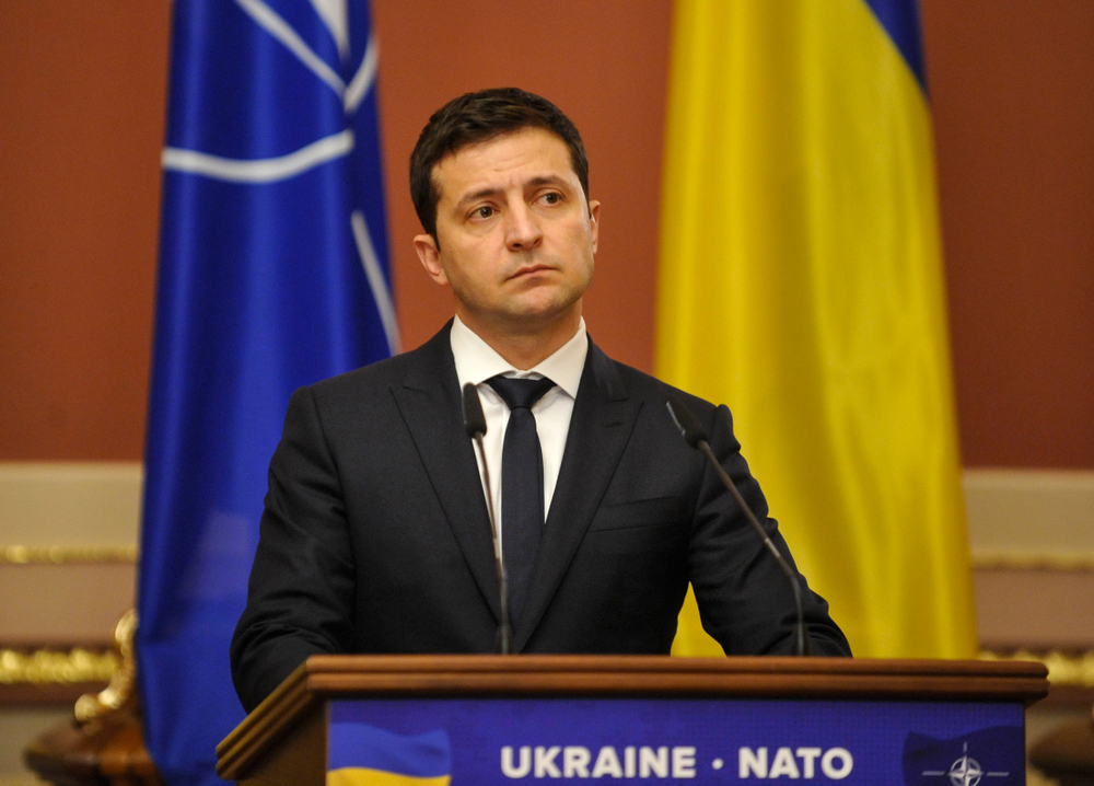 President of Ukraine Volodymyr Zelensky attends a joint press conference with NATO Secretary General Jens Stoltenberg. Image by Sergei Chuzavkov. Ukraine, 2019. President of Ukraine Volodymyr Zelensky attends a joint press conference with NATO Secretary General Jens Stoltenberg. Image by Sergei Chuzavkov. Ukraine, 2019.