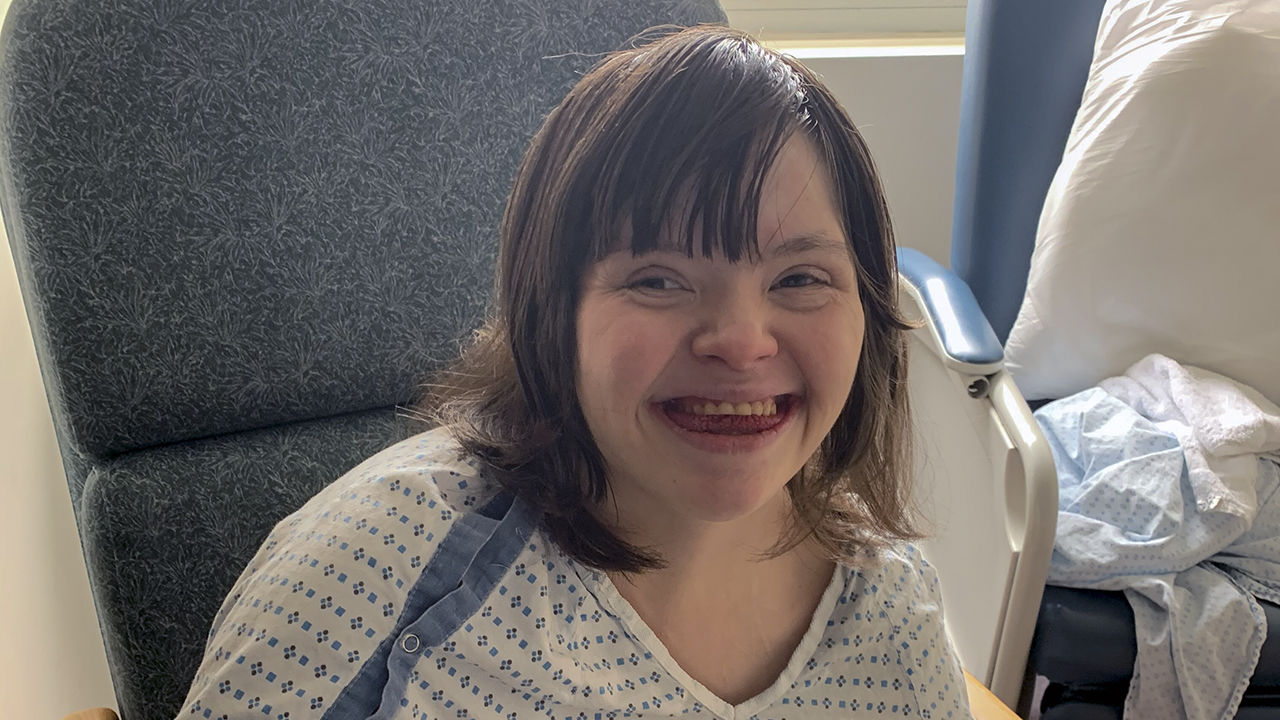 Amanda Ross on the day of her hospital discharge. Image by Catherine Ross. United States, 2020.