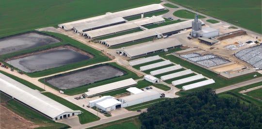 The Wiese Brothers dairy farm in Greenleaf in Brown County is in the lower Fox River watershed. It is one of the largest dairy operations in the state. DNR figures show 6,000 milking and dry cows, in addition to other cattle. Image by Mark Hoffman. United States, 2019. The Wiese Brothers dairy farm in Greenleaf in Brown County is in the lower Fox River watershed. It is one of the largest dairy operations in the state. DNR figures show 6,000 milking and dry cows, in addition to other cattle. Image by Mark Hoffman. United States, 2019.
