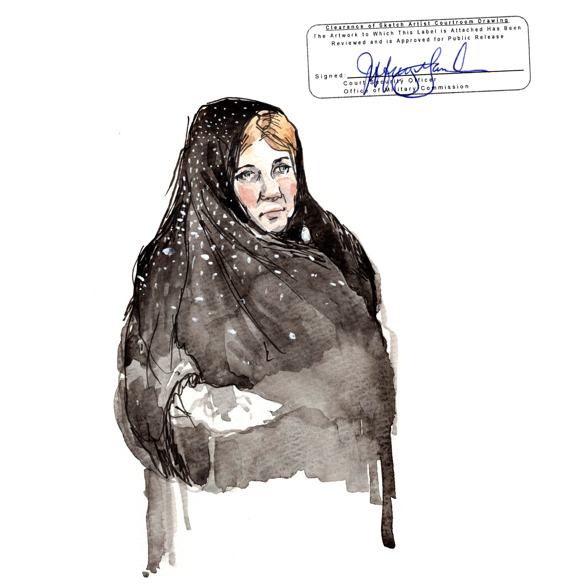Cheryl Bormann, the capital defense lawyer for Walid bin Attash. Illustration by Wendy MacNaughton. United States, 2019. Cheryl Bormann, the capital defense lawyer for Walid bin Attash. Illustration by Wendy MacNaughton. United States, 2019.