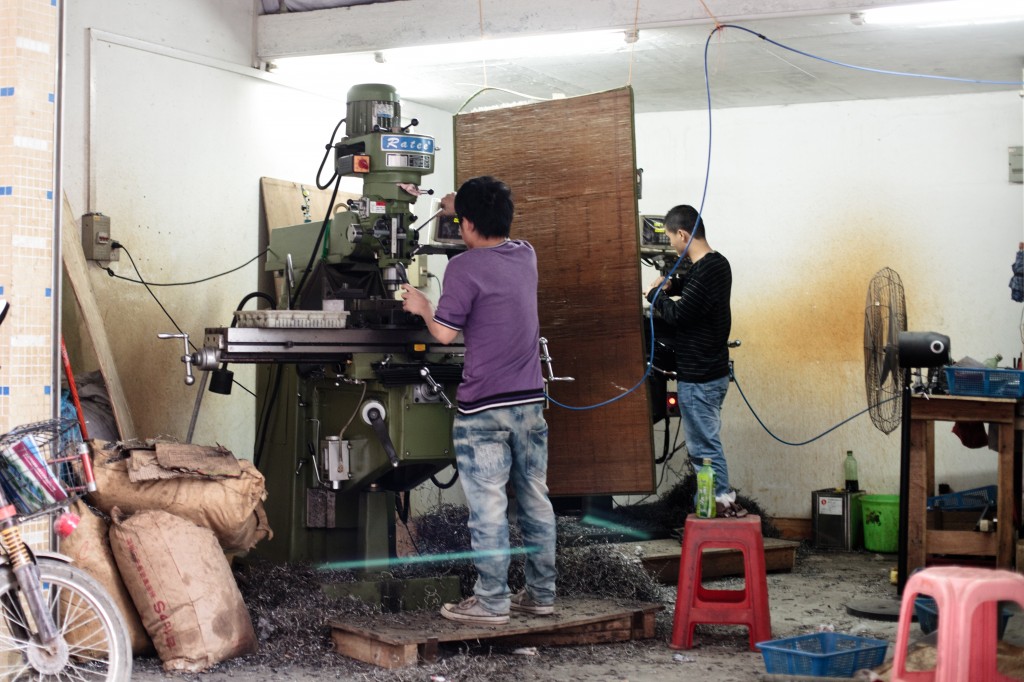 A "black" factory in Shenzhen that churns out small metal parts. Workers here lack safety equipment and injuries are common. Image by Jocelyn Baun, China, 2011. Media file: 12_110304_ZhangZhiru-043-1024x682.jpg