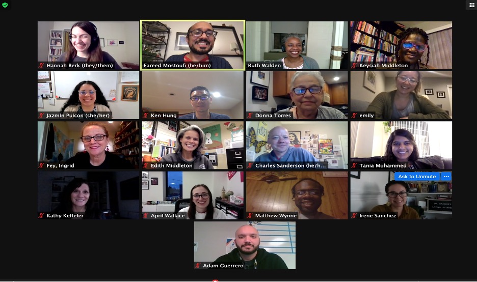 Screenshot from a Zoom workshop meeting for the Stories of Migration Teacher Fellowship