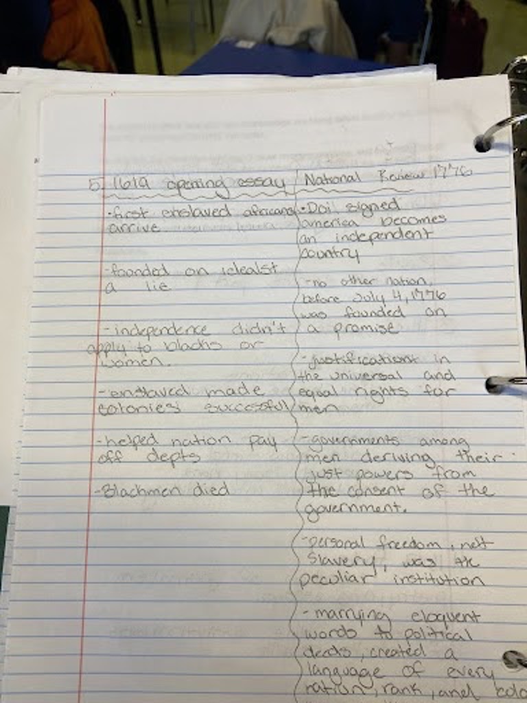 Image of student notes