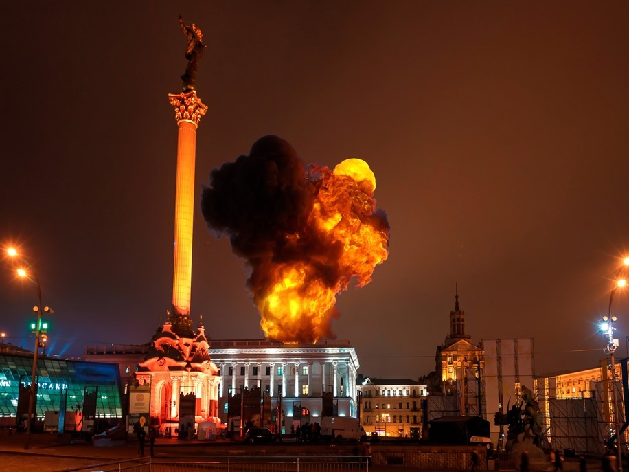 Explosions in Kyiv, Ukraine on February 24, 2022