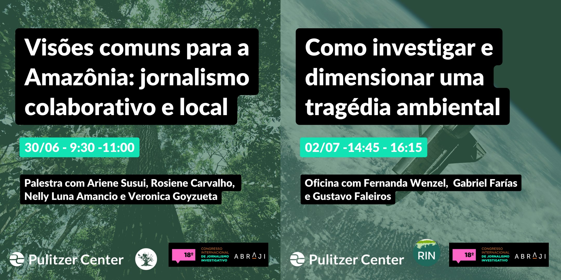 Information in Portuguese for the workshop and lecture to be given by Pulitzer Center editors and grantees at the 18th annual Abraji conference in Brazil.