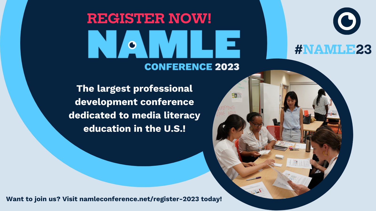 Pulitzer Center at the 2023 NAMLE conference.jpg Decorative graphic for the 2023 NAMLE conference.