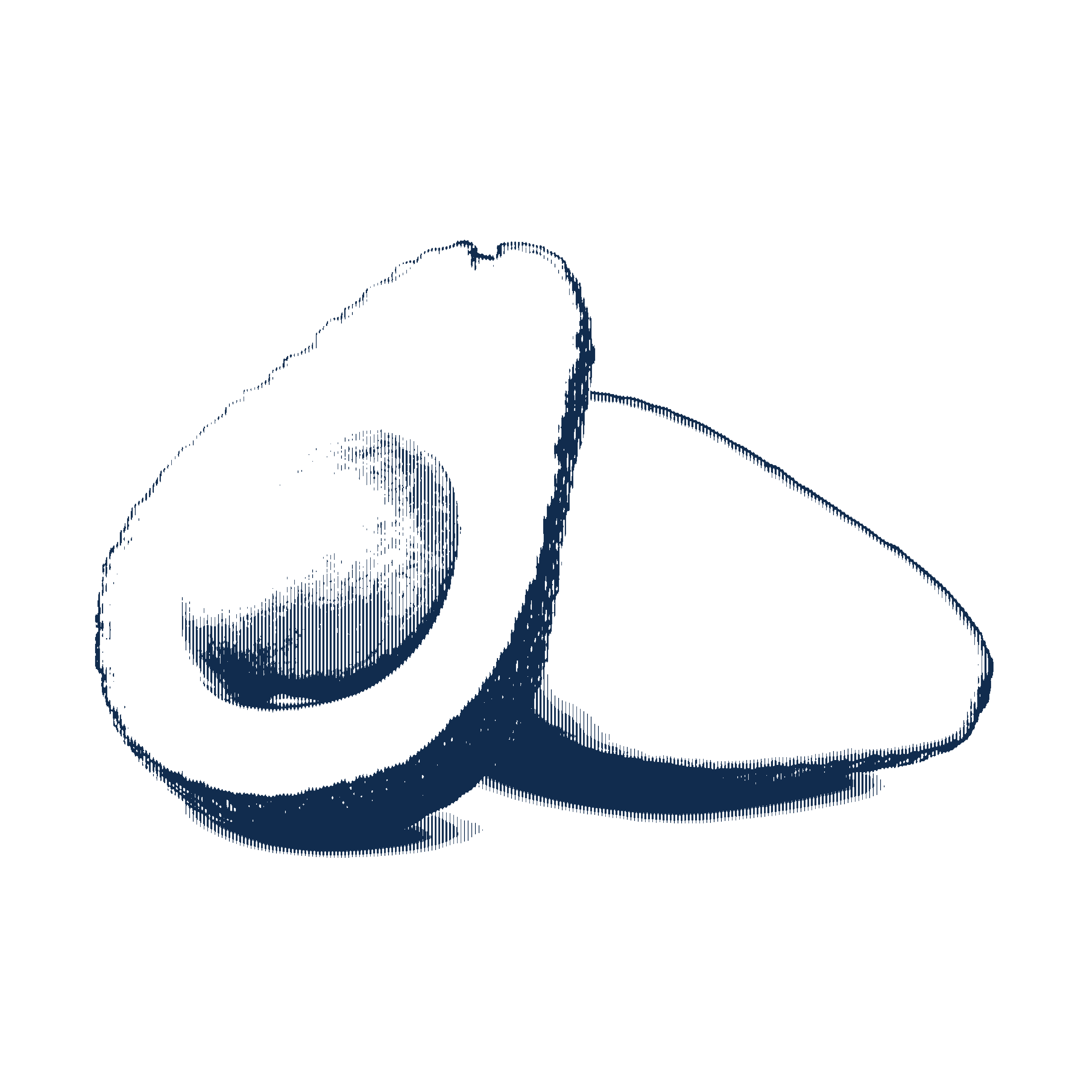 navy halftone illustration of a halved avocado