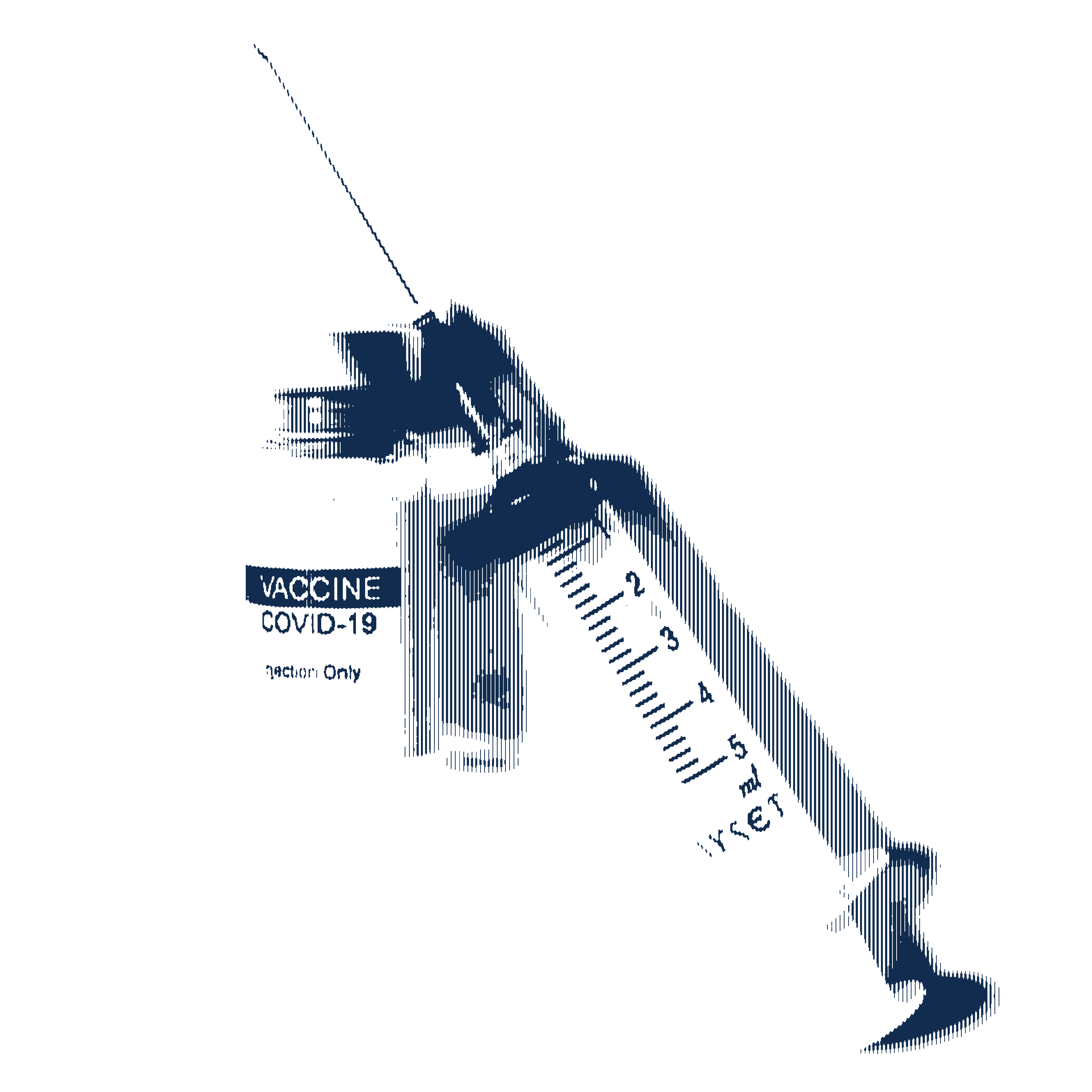 navy halftone illustration of a vaccine and needle