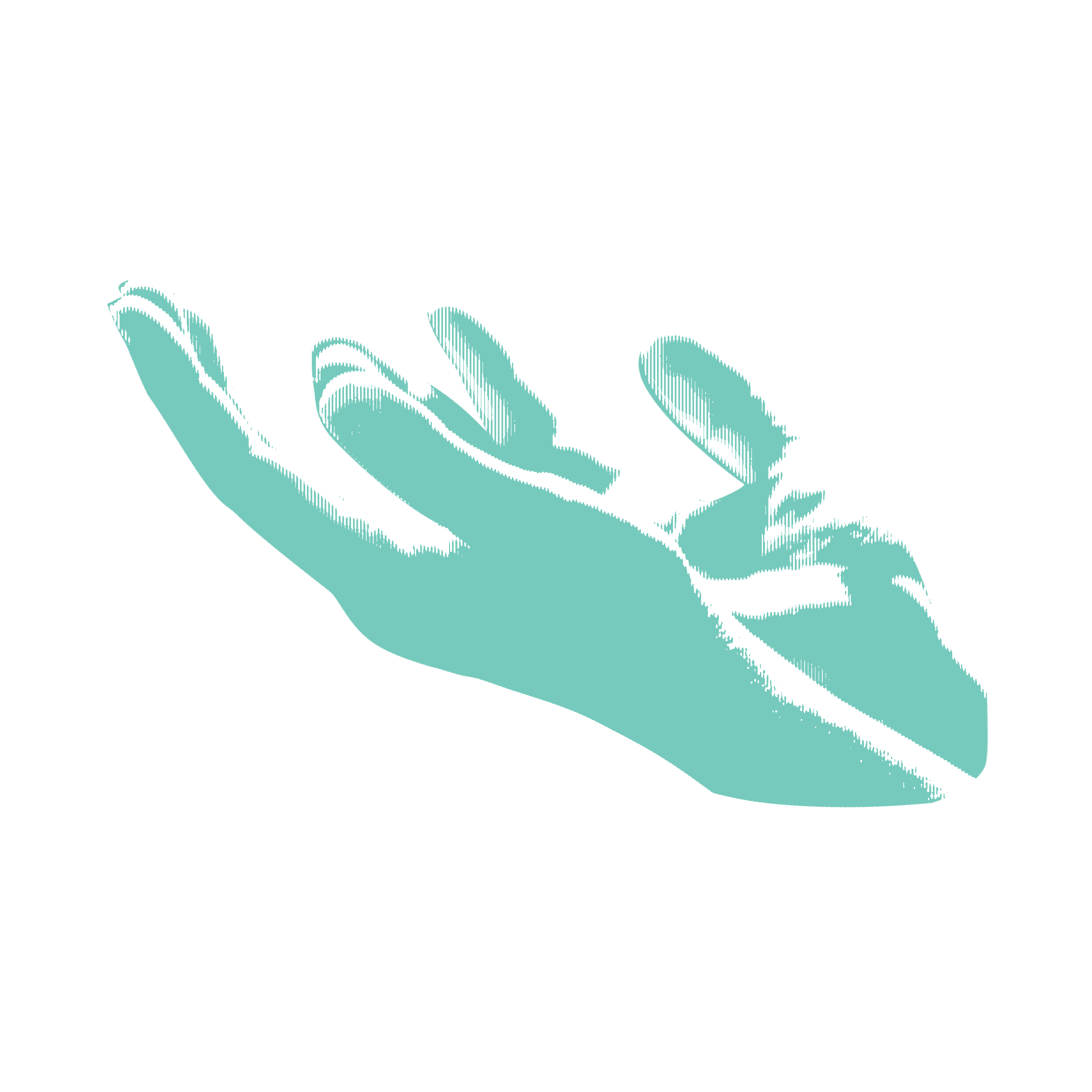 teal halftone illustration of praying hands