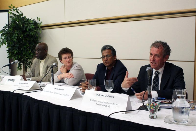At the launch of the first comprehensive assessment of the water and sanitation sector, an expert panel convened to offer their perspective and answer questions. Photo by Marvin T. Jones & Associates. At the launch of the first comprehensive assessment of the water and sanitation sector, an expert panel convened to offer their perspective and answer questions. Photo by Marvin T. Jones & Associates.
