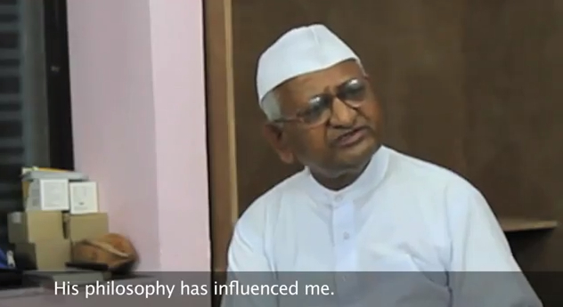 Anna Hazare, leader of anti-corruption campaign in India, during interview with Pulitzer Center Anna Hazare, Ralegan Siddhi