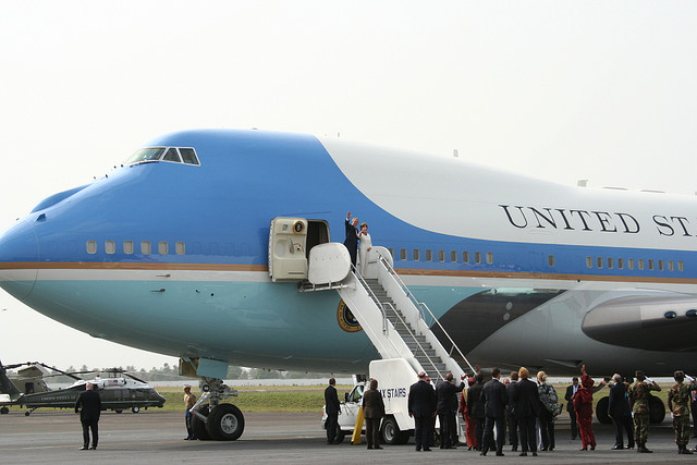 President George Bush arrives in Liberia, February 2008. Image by RunItsTheFuz on Flickr. Media file: George-Bush-Liberia.jpg
