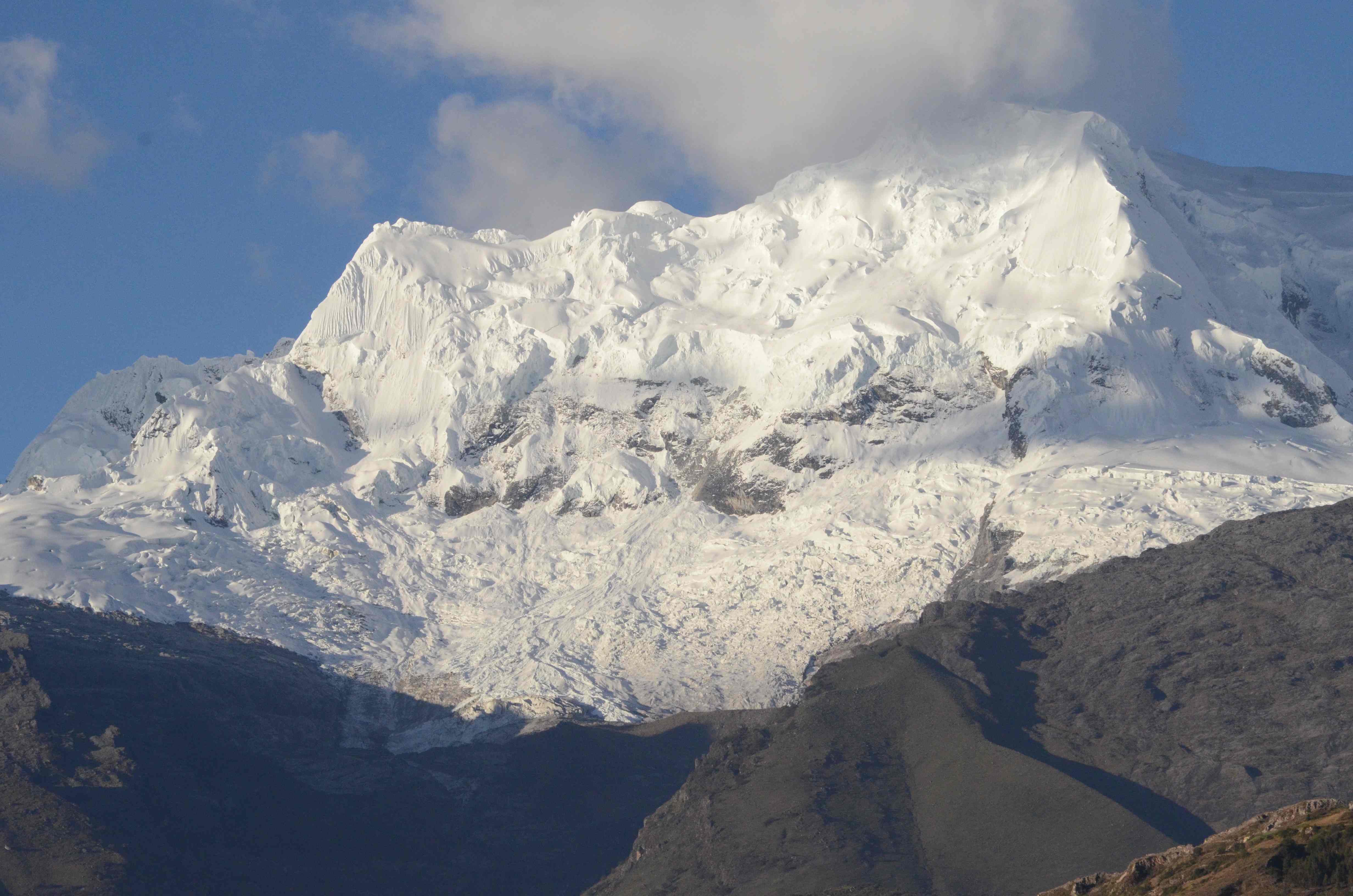 Mount Hualcan, about 20,000 feet above sea level. Image by Dan Grossman. Peru, 2011.
